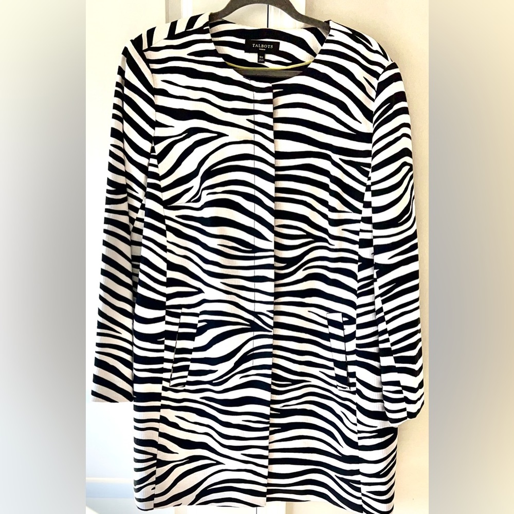 Talbots Black and White Zebra Print Coat